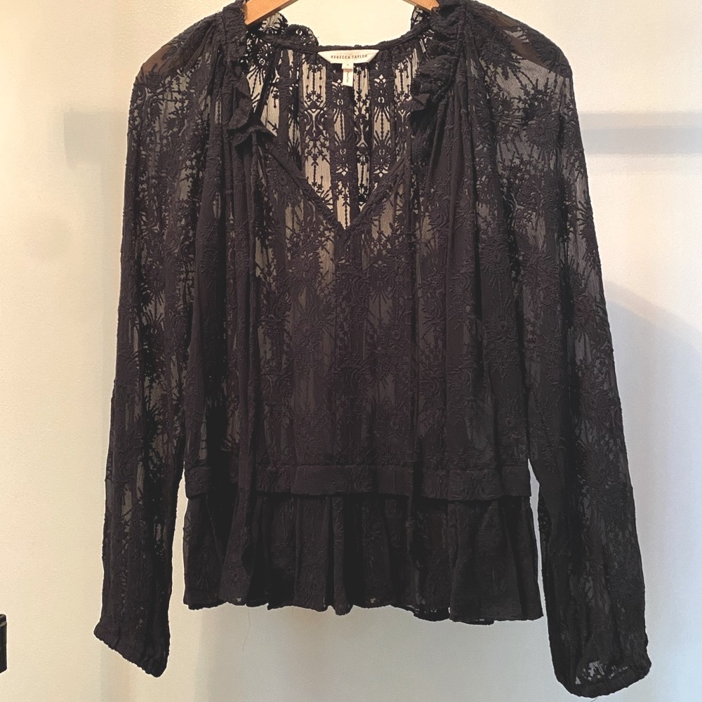 Rebecca Taylor lace peplum blouse